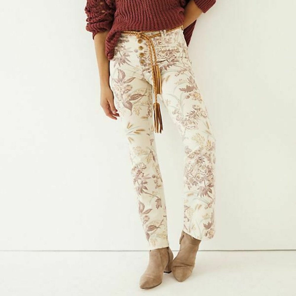 (NWT) Anthropologie / Pilcro - Ultra High Rise Bootcut Floral Jeans (30)